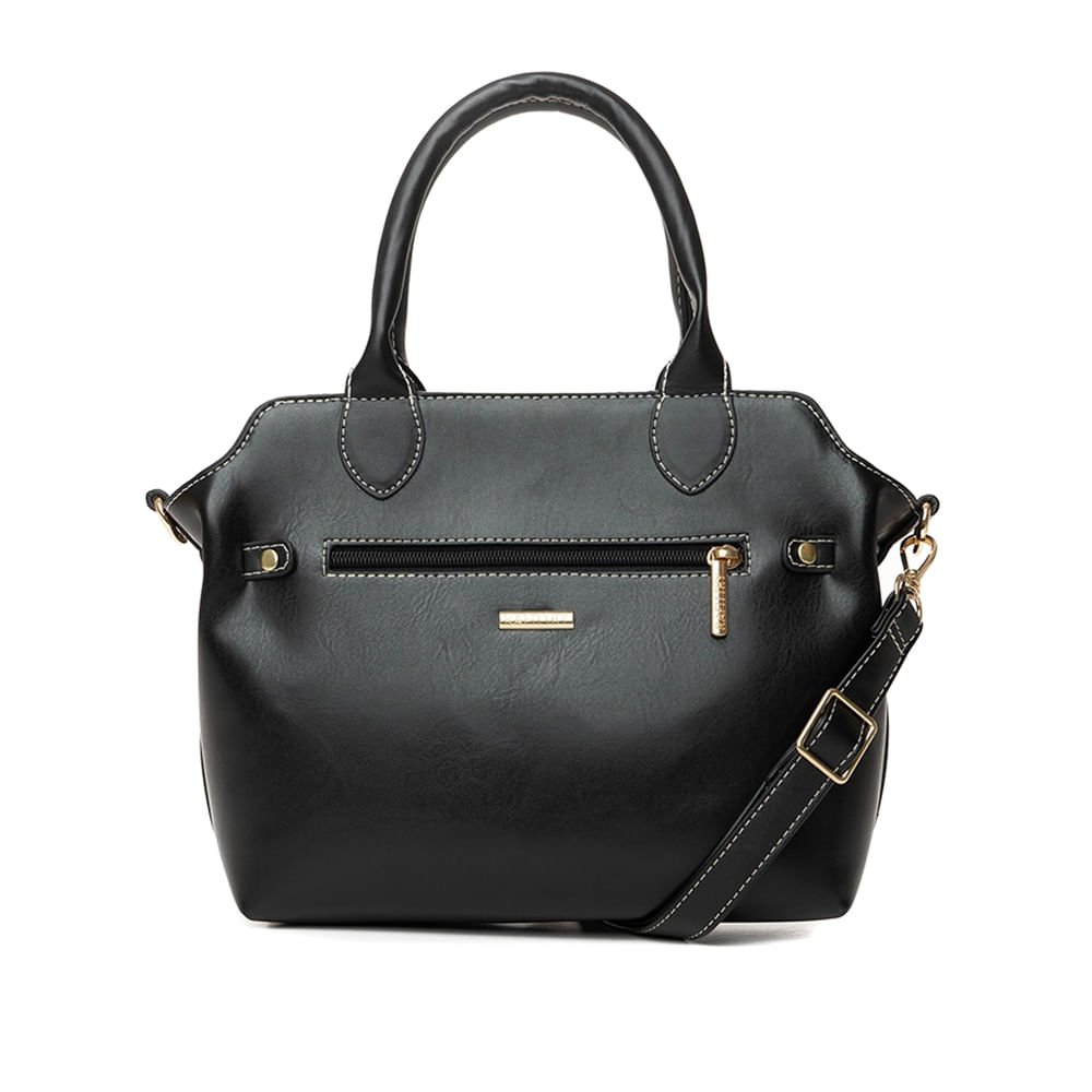 Bolsa Feminina Rafitthy Tote Média Costura Preto Preto 2