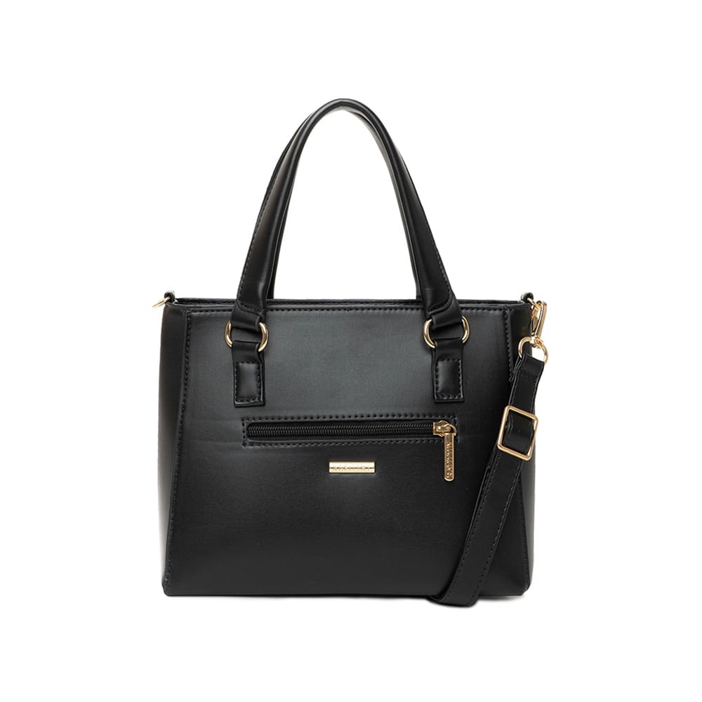 Bolsa Feminina Rafitthy Tote Corrente Dourada Pequena Preto Preto 2
