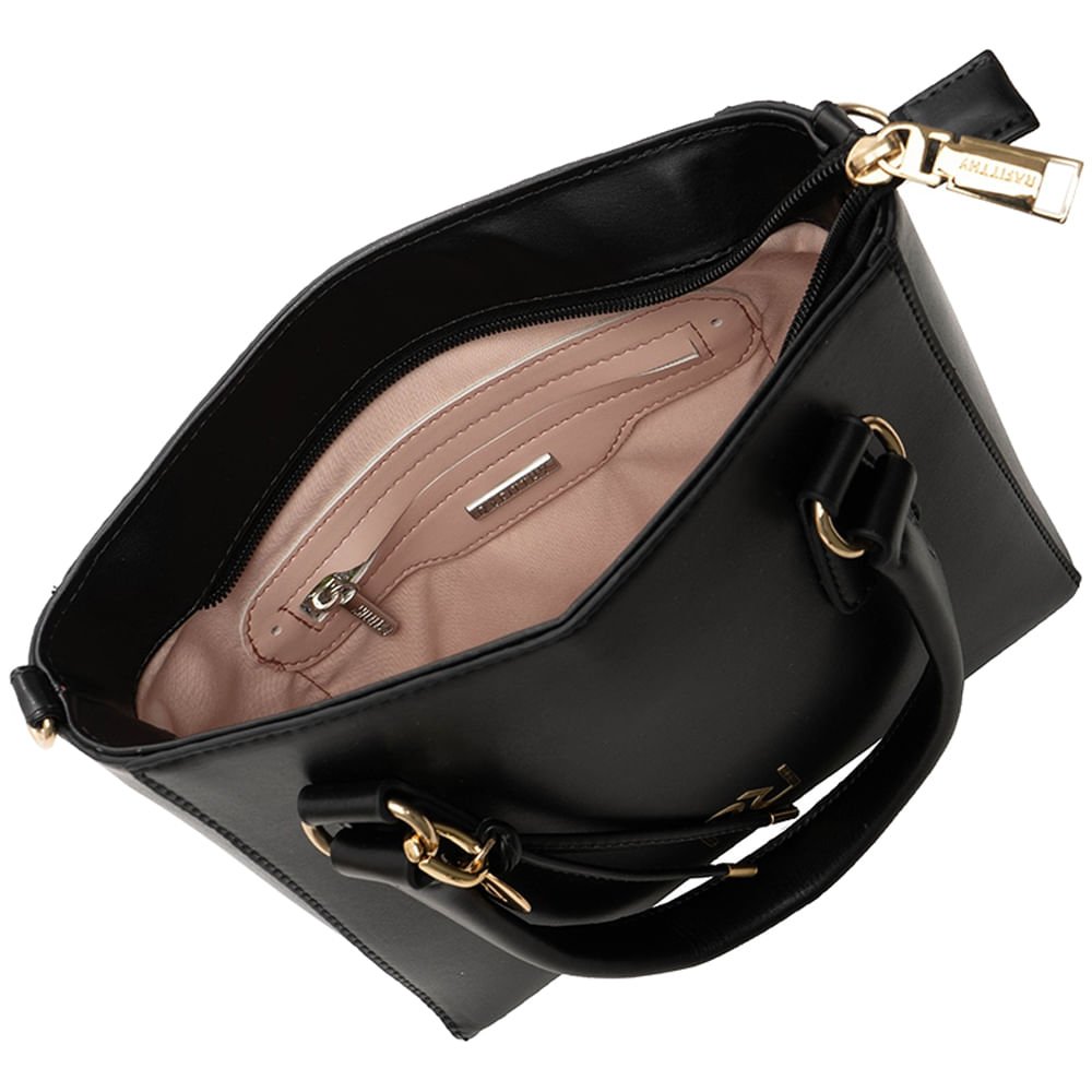 Bolsa Feminina Rafitthy Tote Corrente Dourada Pequena Preto Preto 4