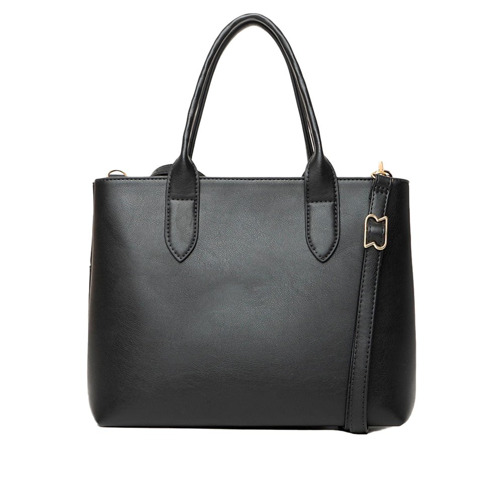Bolsa Feminina Rafitthy Tote Média Alça Removível Preto Preto 2