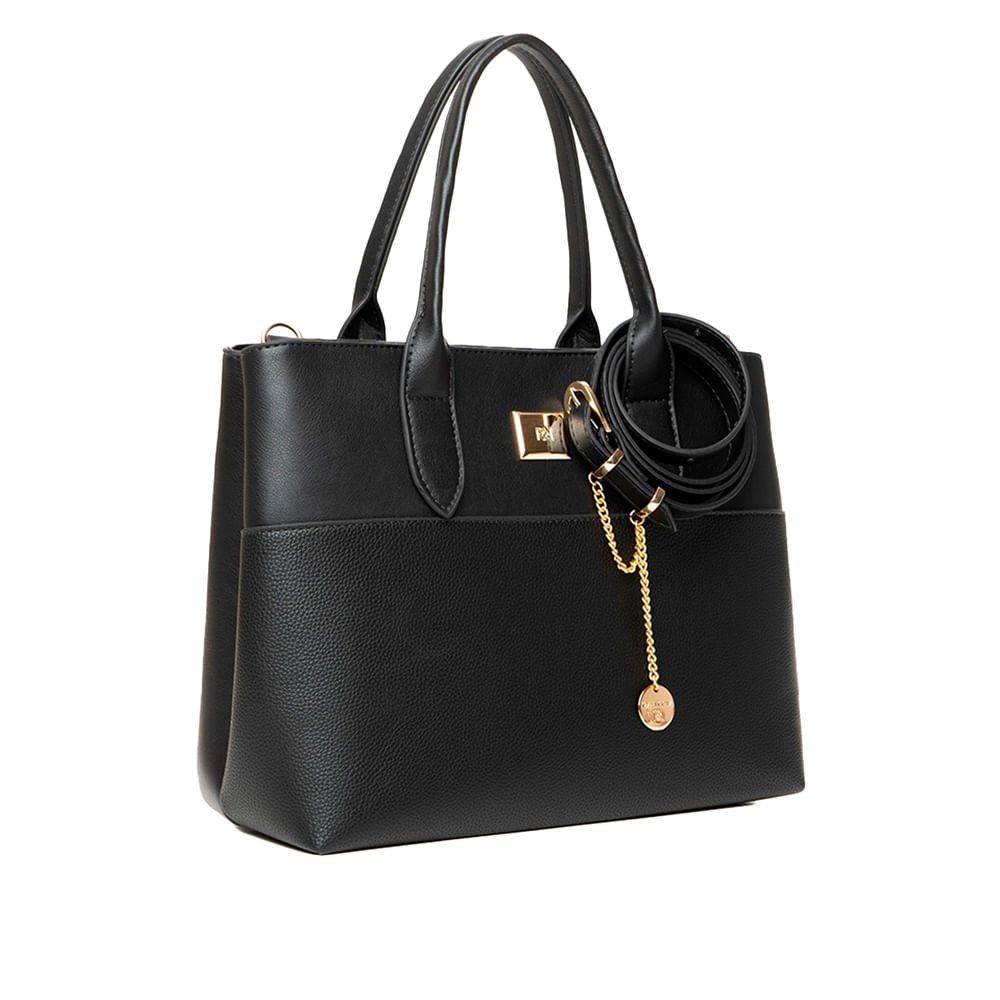 Bolsa Feminina Rafitthy Tote Média Alça Removível Preto Preto 3