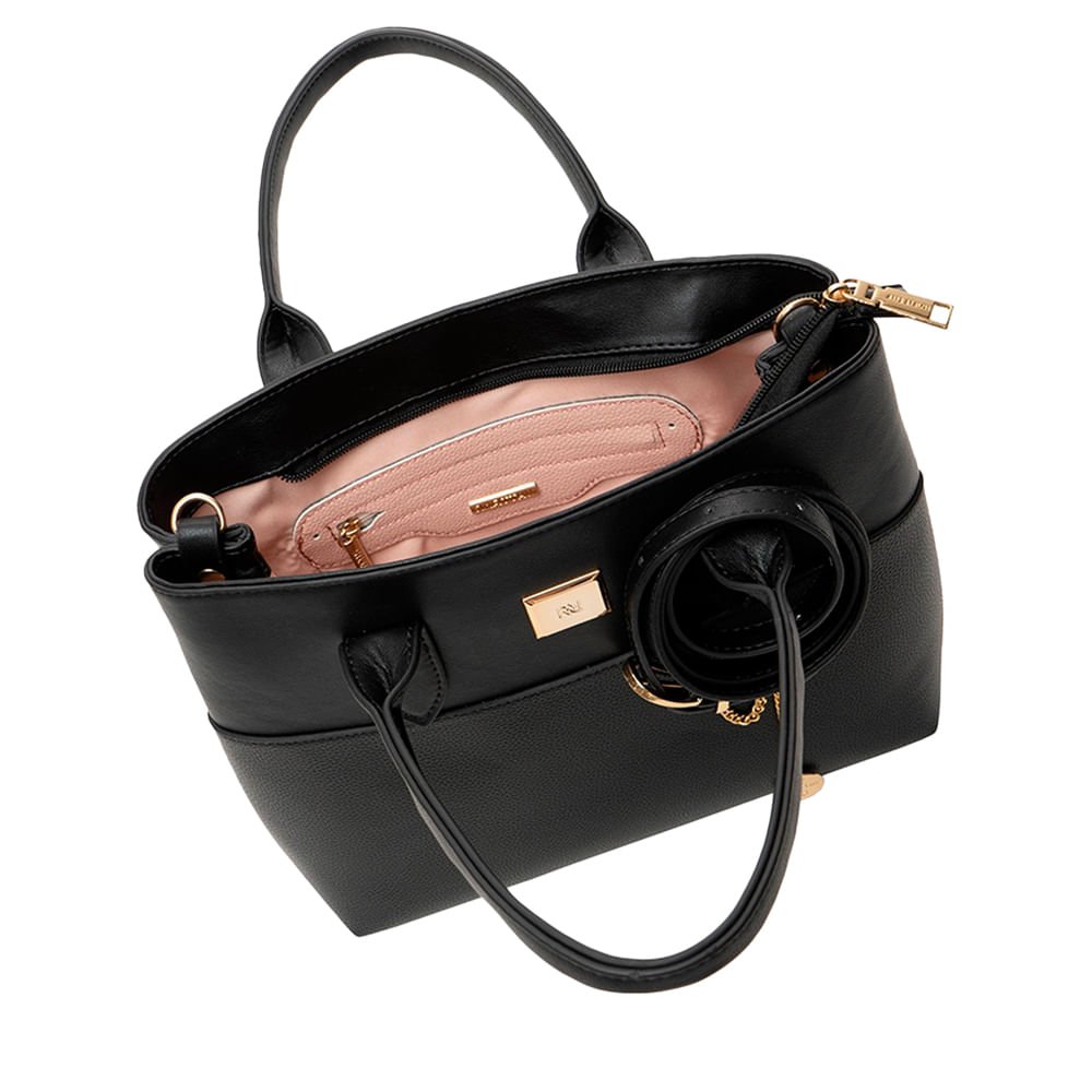 Bolsa Feminina Rafitthy Tote Média Alça Removível Preto Preto 4
