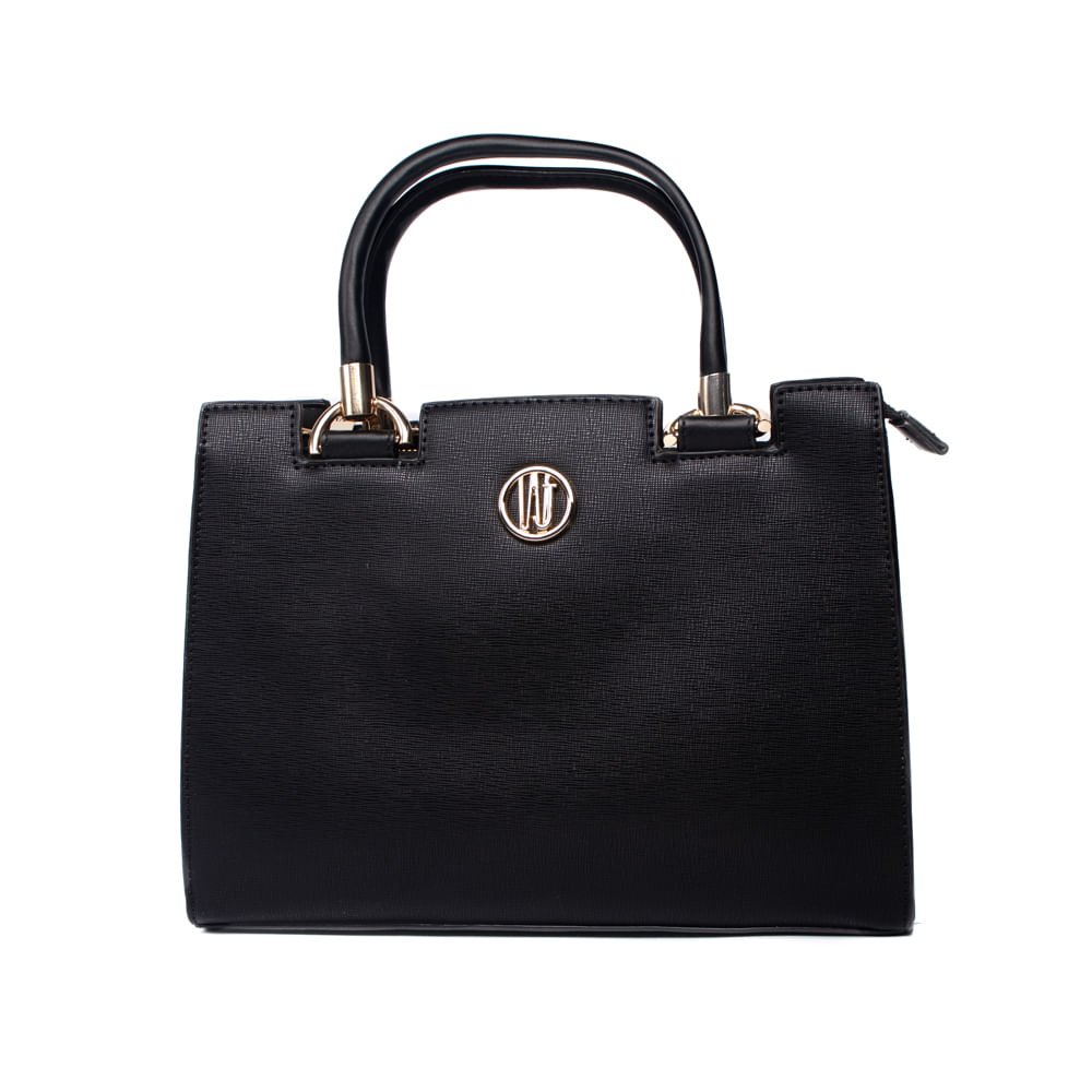 Bolsa Feminina WJ Tiracolo Média Preto/Dourado Preto/Dourado 1