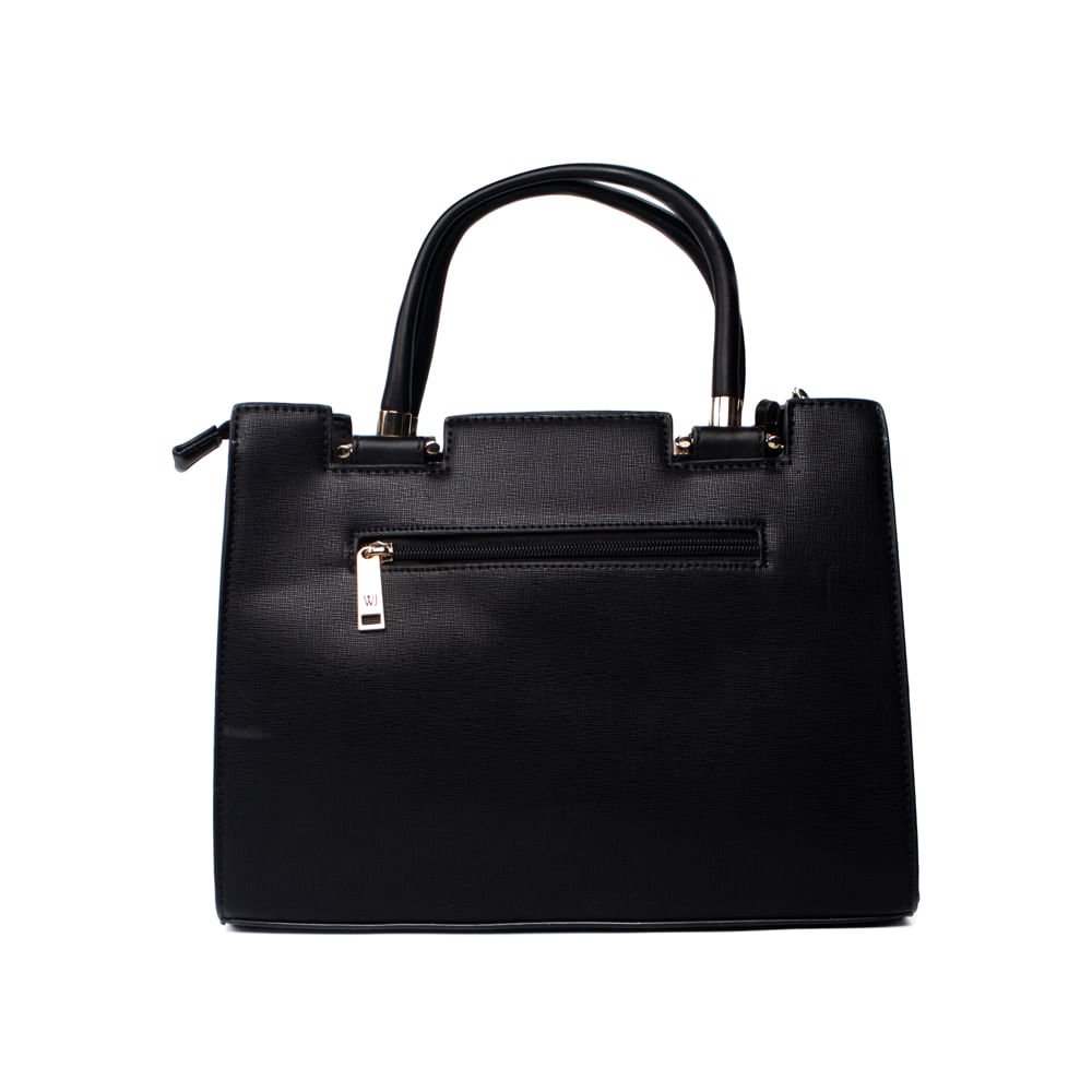 Bolsa Feminina WJ Tiracolo Média Preto/Dourado Preto/Dourado 2