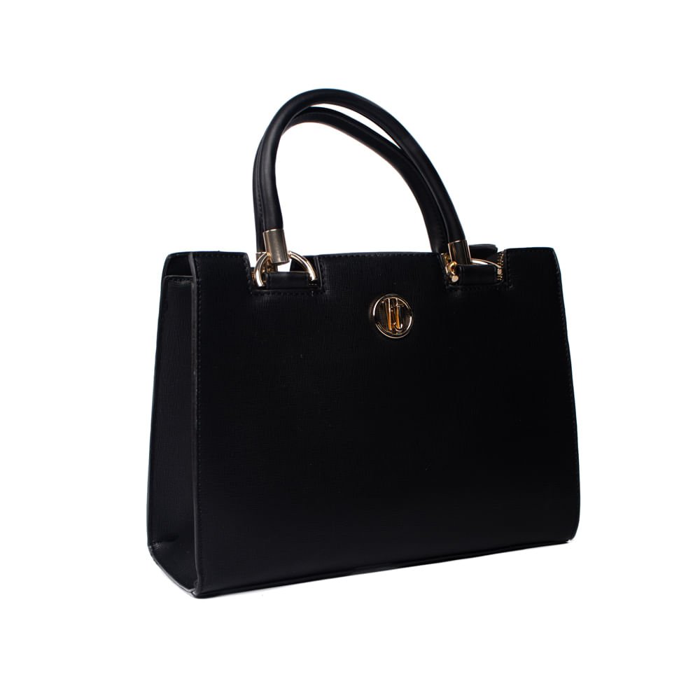 Bolsa Feminina WJ Tiracolo Média Preto/Dourado Preto/Dourado 3