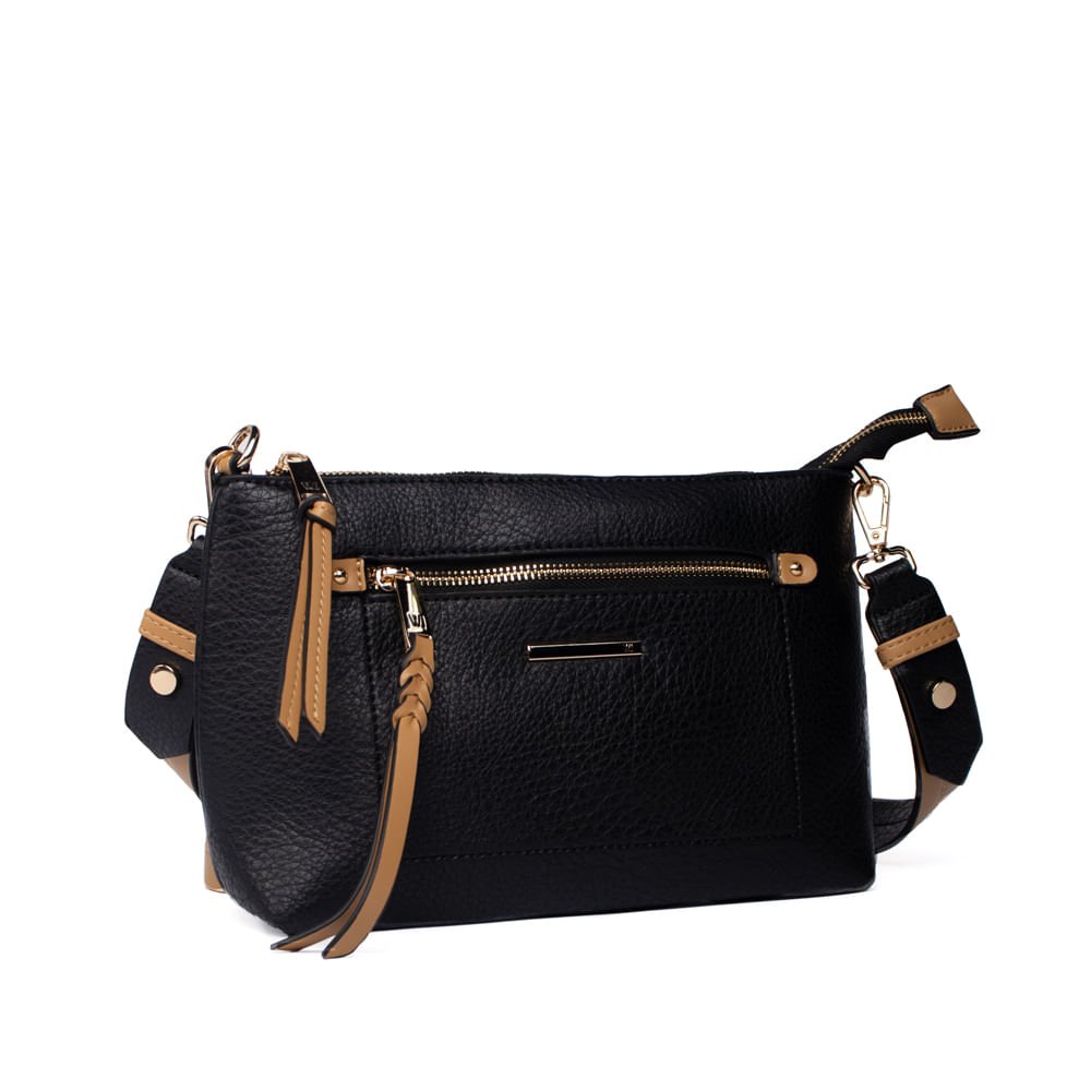 Bolsa Feminina WJ Tiracolo Pequena Preto/Caramelo Preto/Caramelo 3