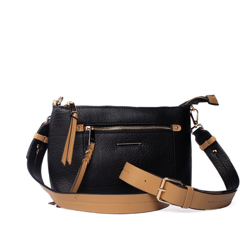 Bolsa Feminina WJ Tiracolo Pequena Preto/Caramelo Preto/Caramelo 4