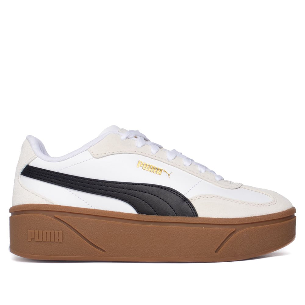 Tênis Feminino Puma Club II Era Plataforma Couro Nude/Branco
