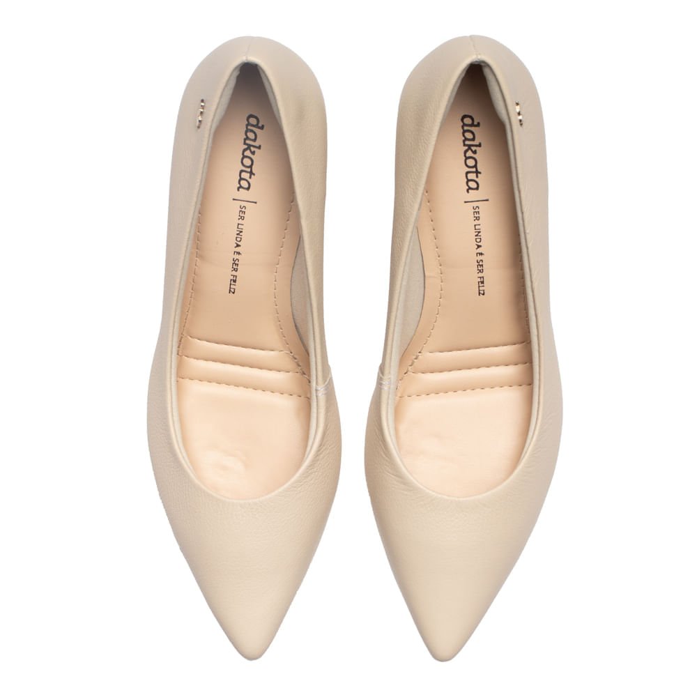 Scarpin Feminino Dakota Couro Tule Nude Nude 4