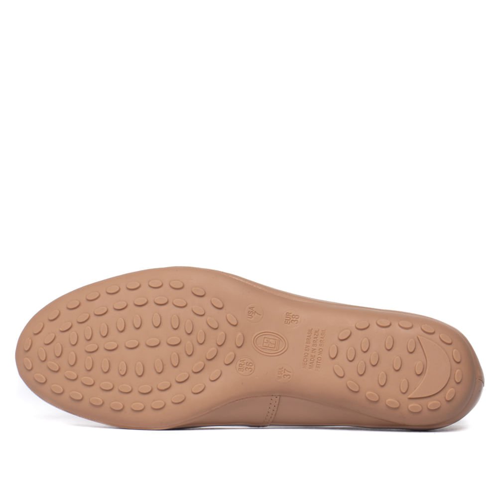 Sapatilha Feminina Bottero Couro Laço Microfuros Bege Bege 2