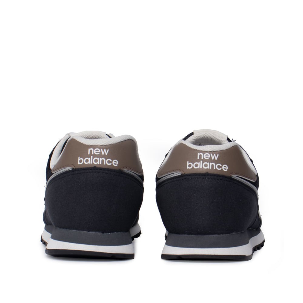 Tênis Masculino New Balance 373v2 Camurça Preto/Bege Claro Preto/Bege 3