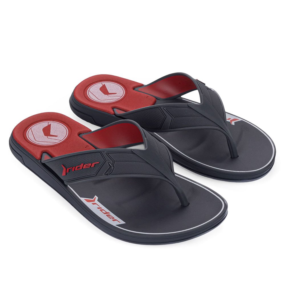 Chinelo Masculino Rider Start III Tira Larga Preto Vermelho Preto/Vermelho 3