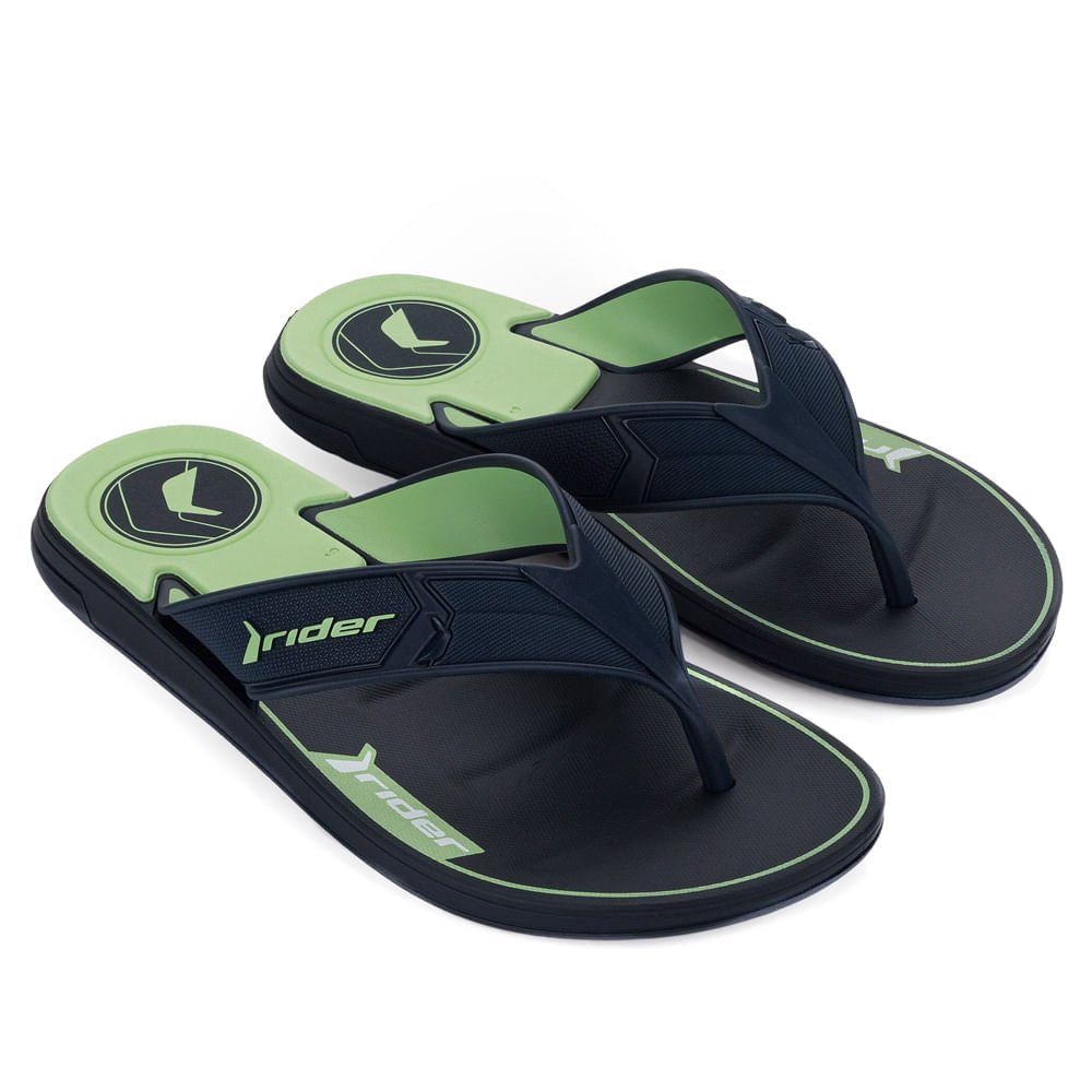 Chinelo Masculino Rider Start III Tiras Largas Marinho Verde Marinho/Verde 3