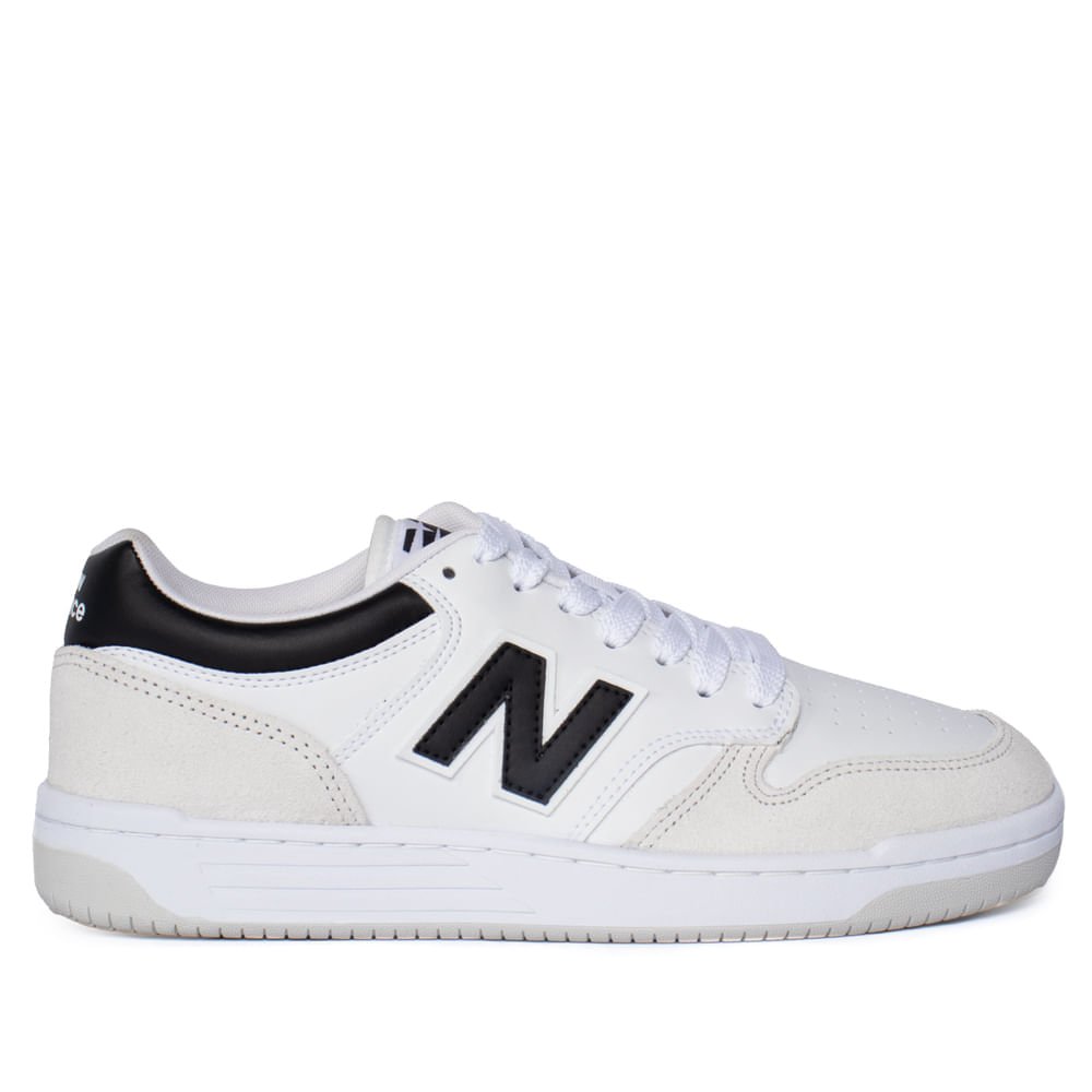 Tênis Masculino New Balance Low 480 Couro Branco