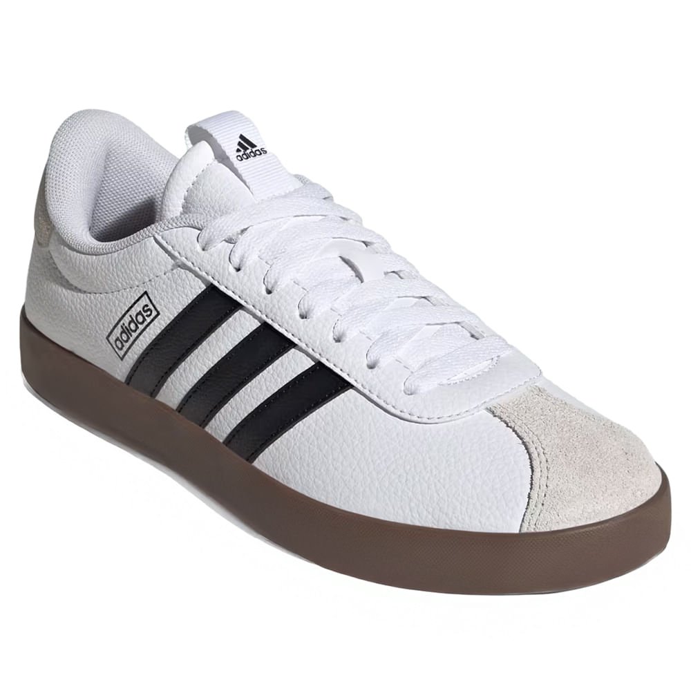 Tênis Feminino Adidas VL Court 3.0 Camurça Detalhes Branco Branco 3