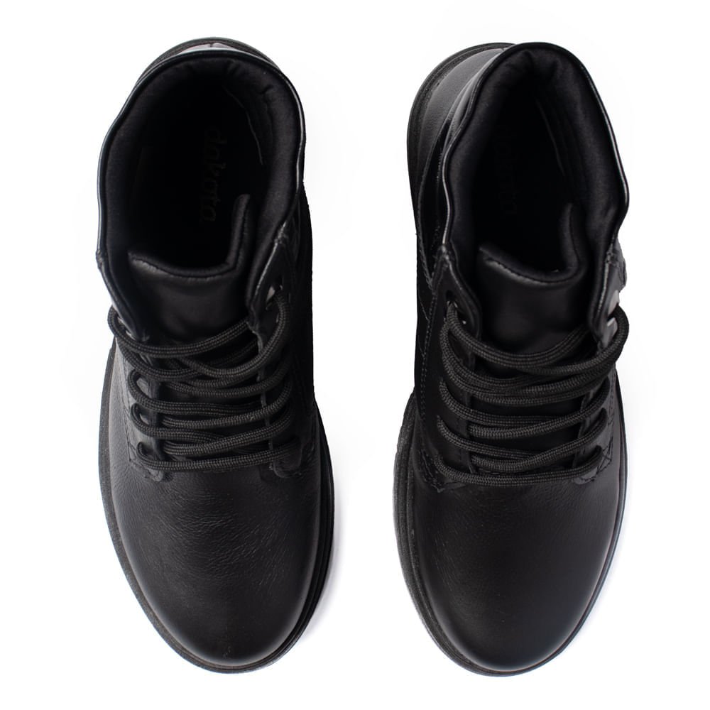 Bota Feminina Dakota Coturno Couro Cano Médio Preto Preto 4