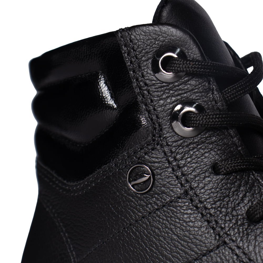 Bota Feminina Dakota Coturno Couro Cano Médio Preto Preto 5
