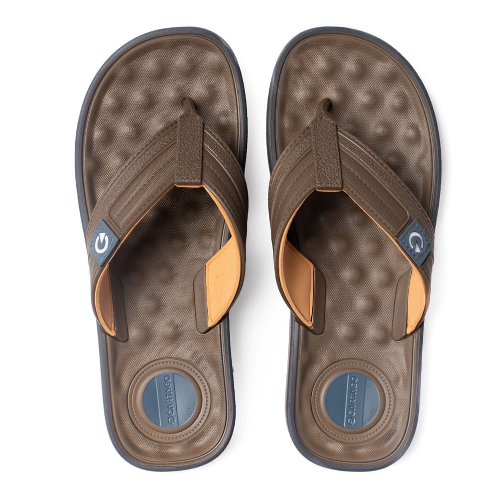 Chinelo Masculino Cartago Alabama Tiras Largas Marrom/Bege