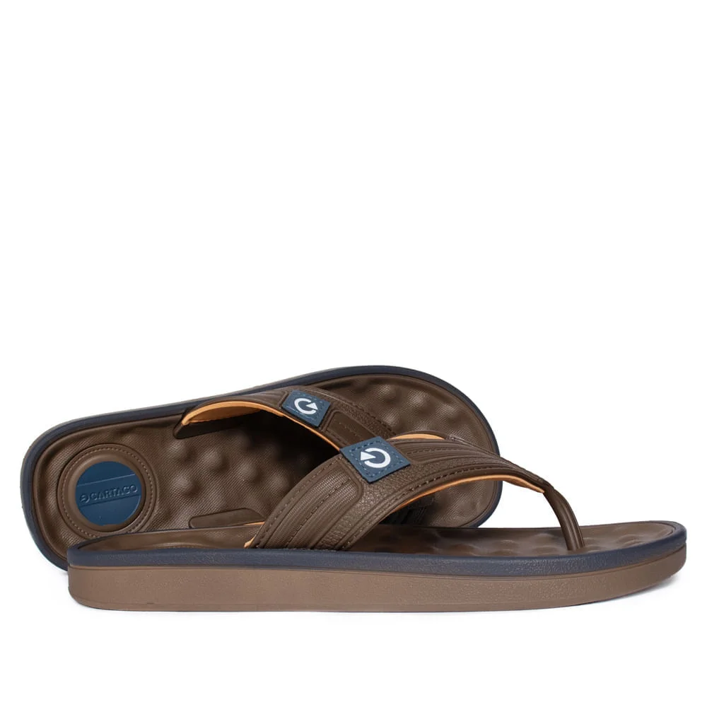 Chinelo Masculino Cartago Alabama Tiras Largas Marrom/Bege Marrom/Bege 4