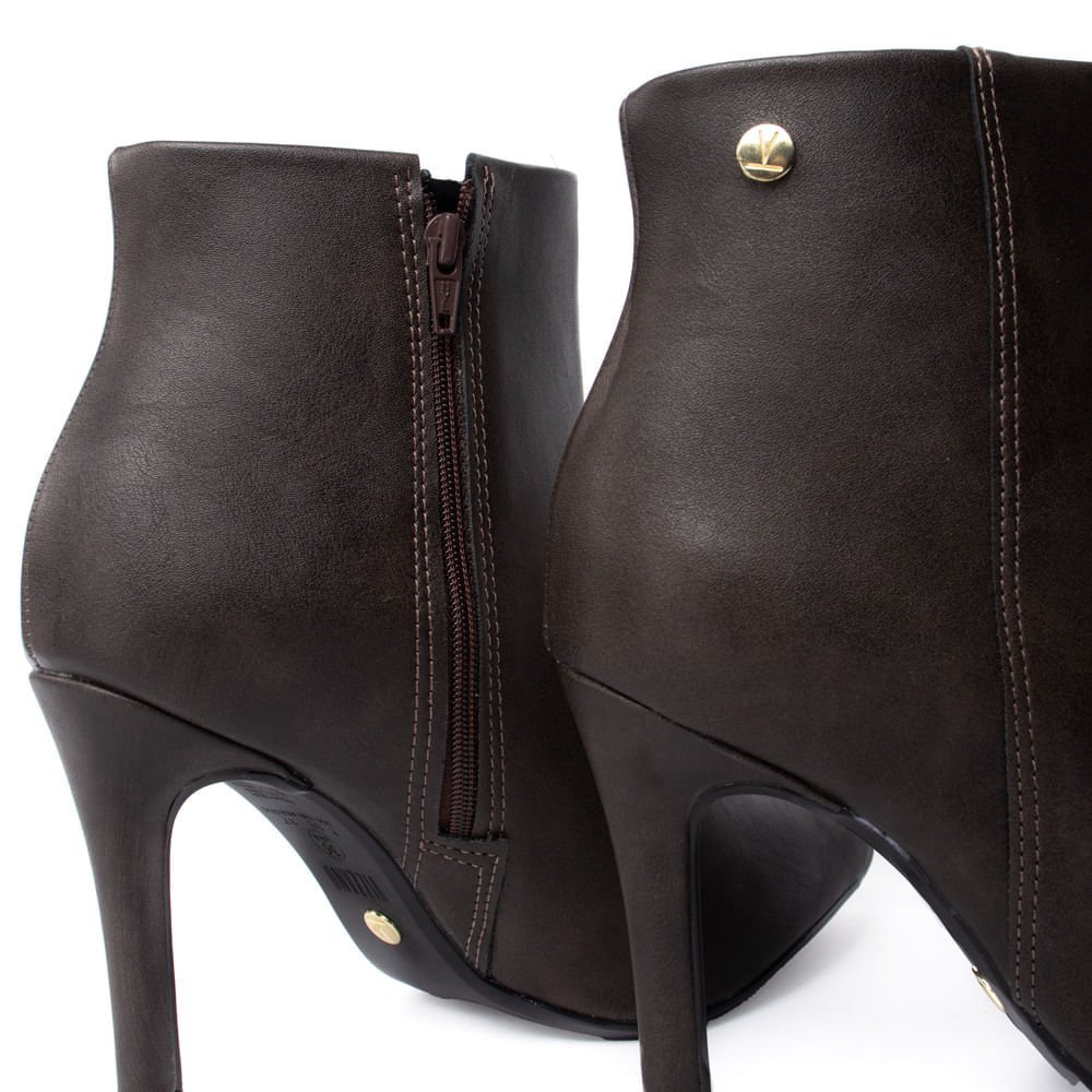 Bota Feminina Vizzano Napa Genebra Salto Fino Marrom Escuro Marrom Escuro 5
