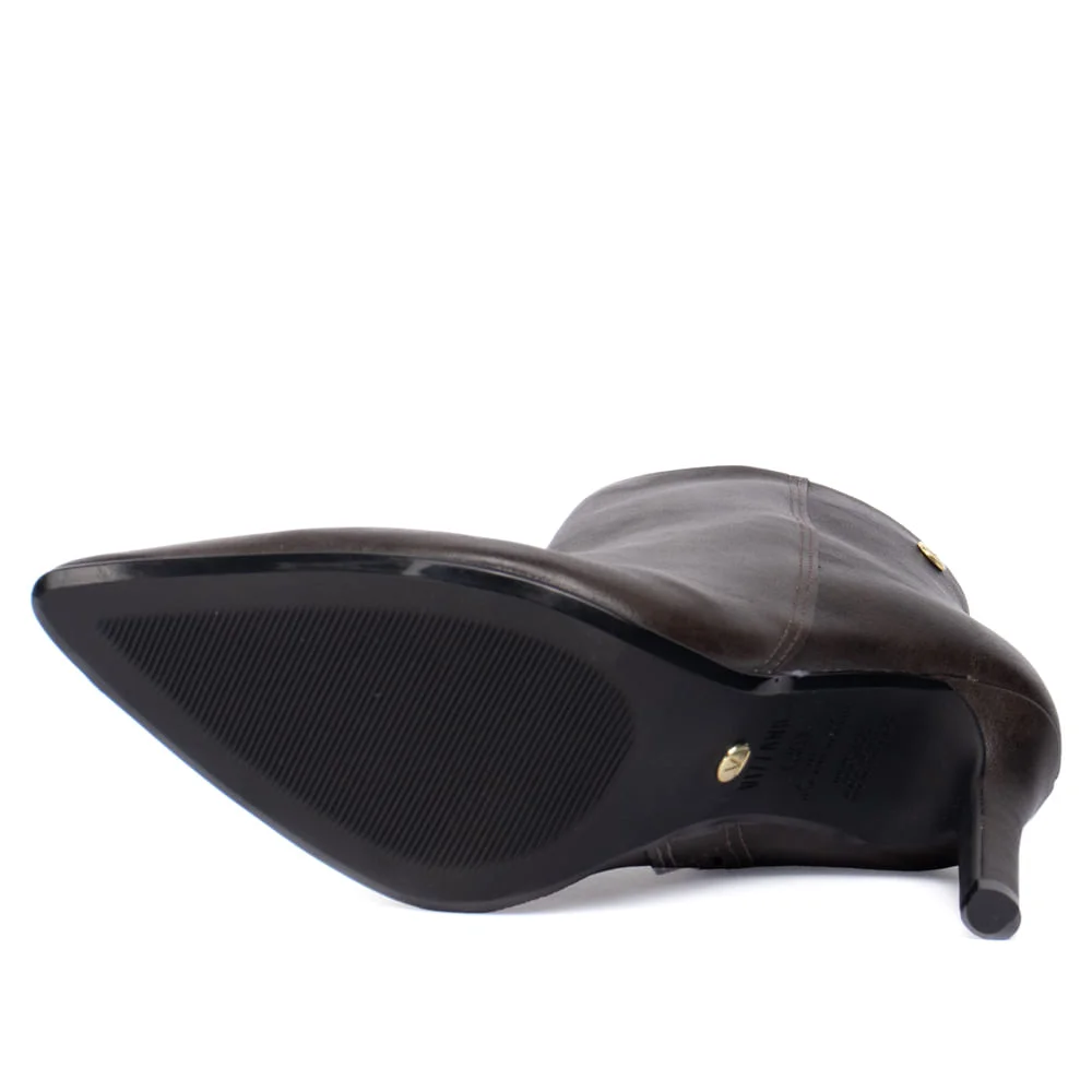 Bota Feminina Vizzano Napa Genebra Salto Fino Marrom Escuro Marrom Escuro 2