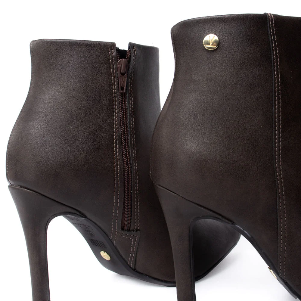 Bota Feminina Vizzano Napa Genebra Salto Fino Marrom Escuro Marrom Escuro 5