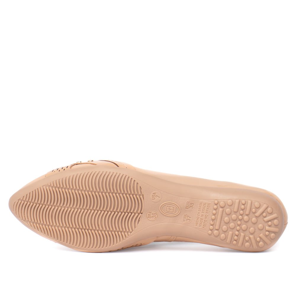 Sapatilha Feminina Bottero Couro Detalhe Frontal Nude Nude 2