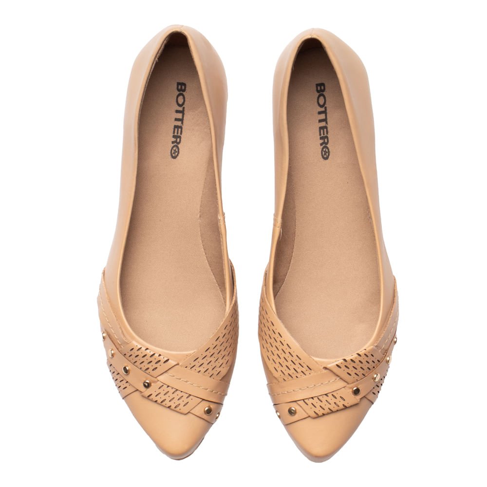 Sapatilha Feminina Bottero Couro Detalhe Frontal Nude Nude 4