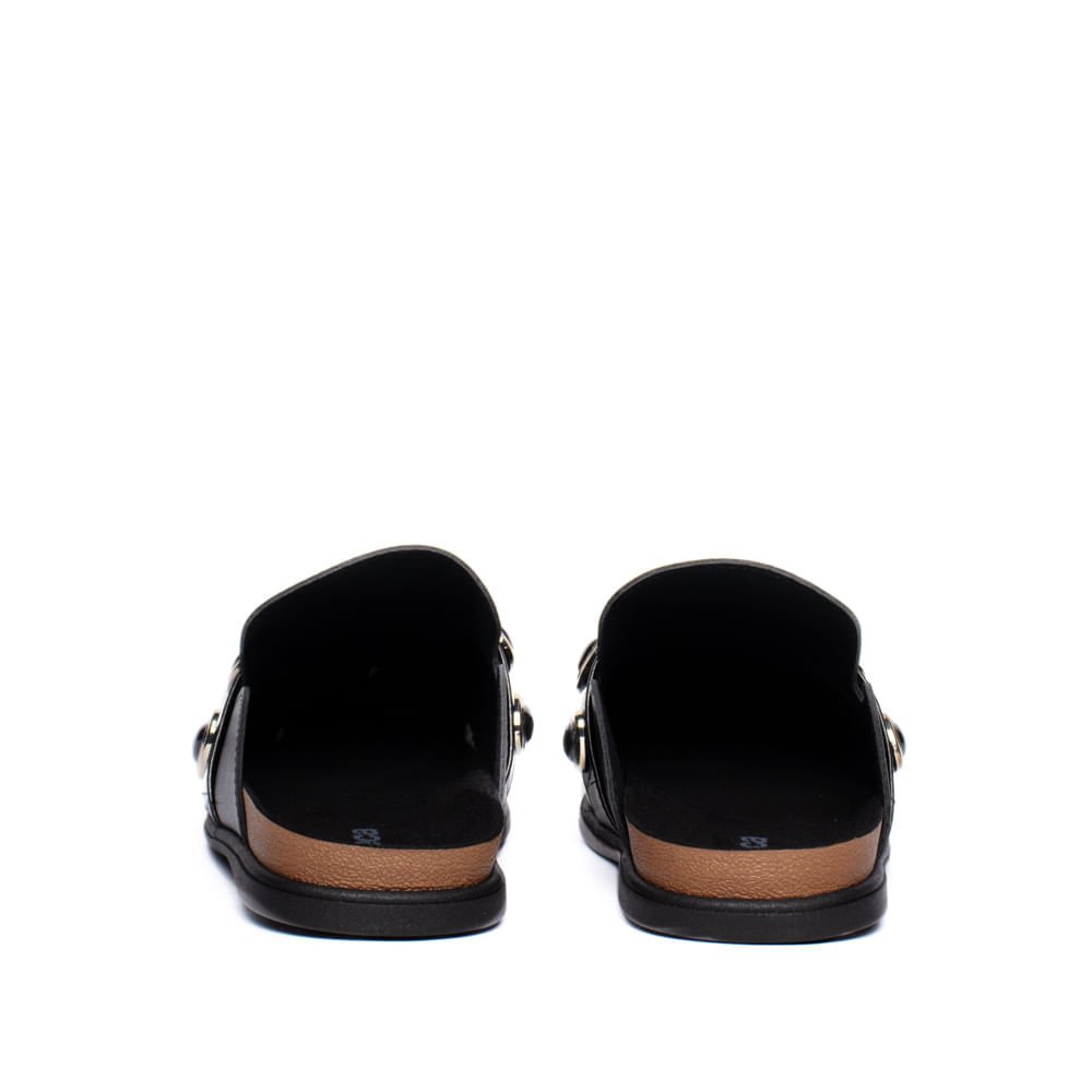 Sapatilha Feminina Moleca Mule Napa Aplicações Preto Preto 3