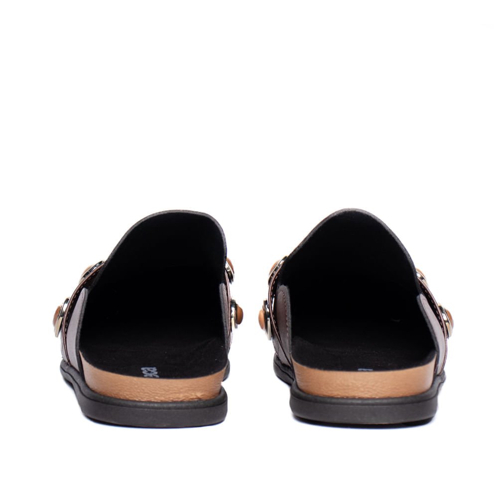Sapatilha Feminina Moleca Mule Napa Aplicações Marrom Escur Marrom 3