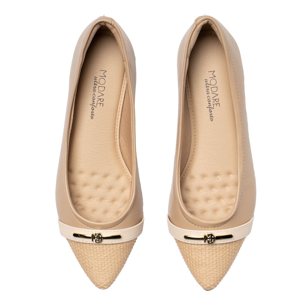 Sapatilha Feminina Modare Bico Fino Ultra Conforto Bege Bege 4