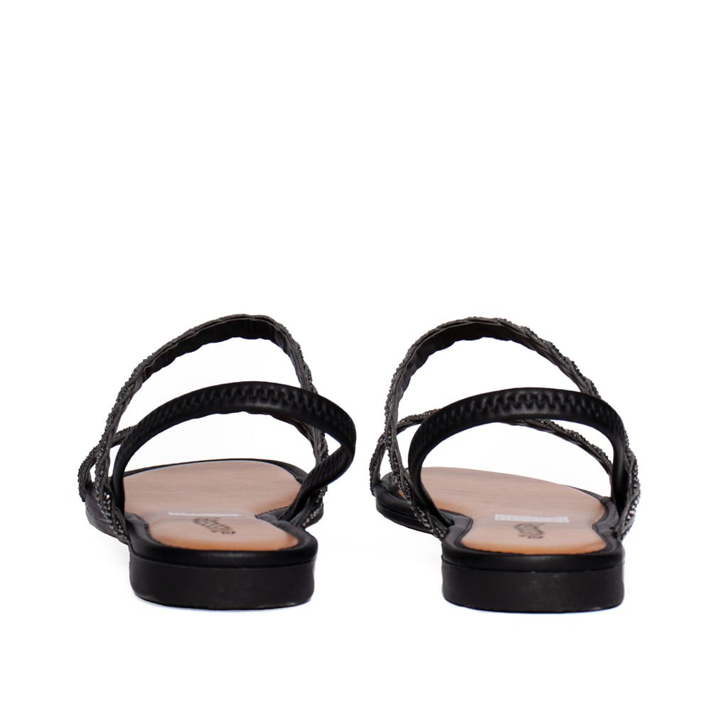 Sandália Feminina Mississipi Rasteira Brilhos Preto Preto 3