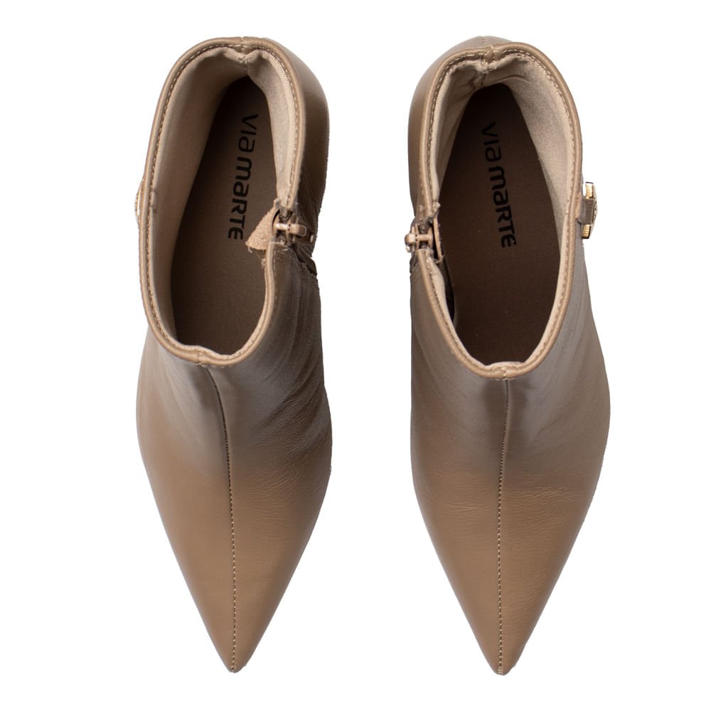 Bota Feminina Via Marte Couro Bico Fino Bege Bege 4