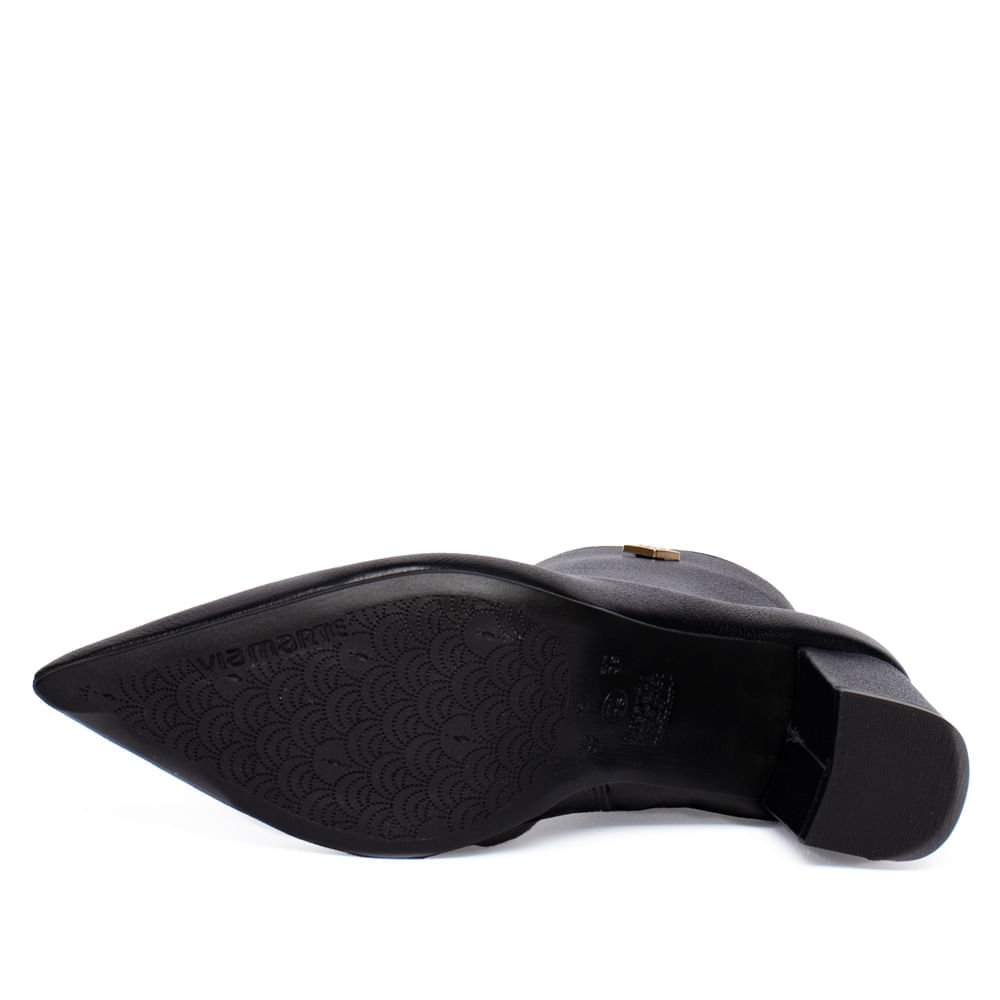 Bota Feminina Via Marte Couro Bico Fino Preto Preto 2