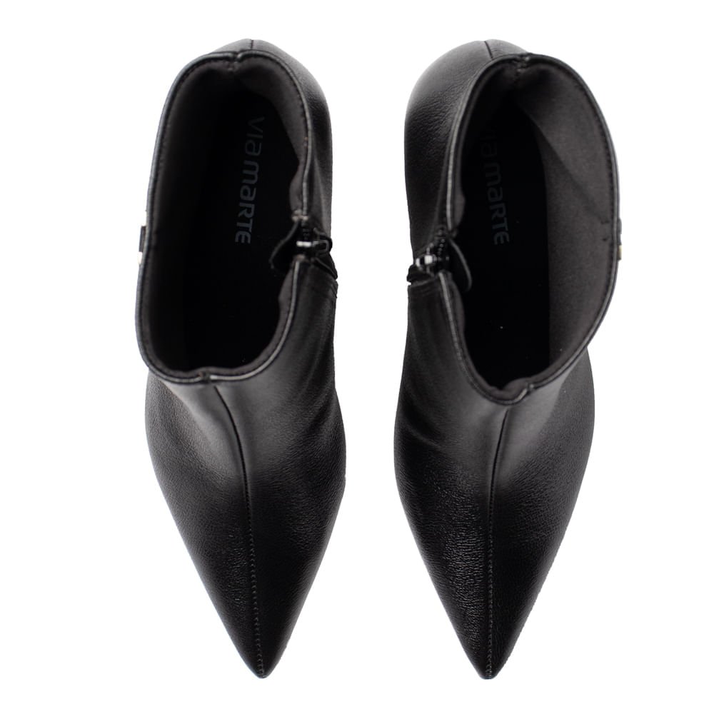 Bota Feminina Via Marte Couro Bico Fino Preto Preto 4