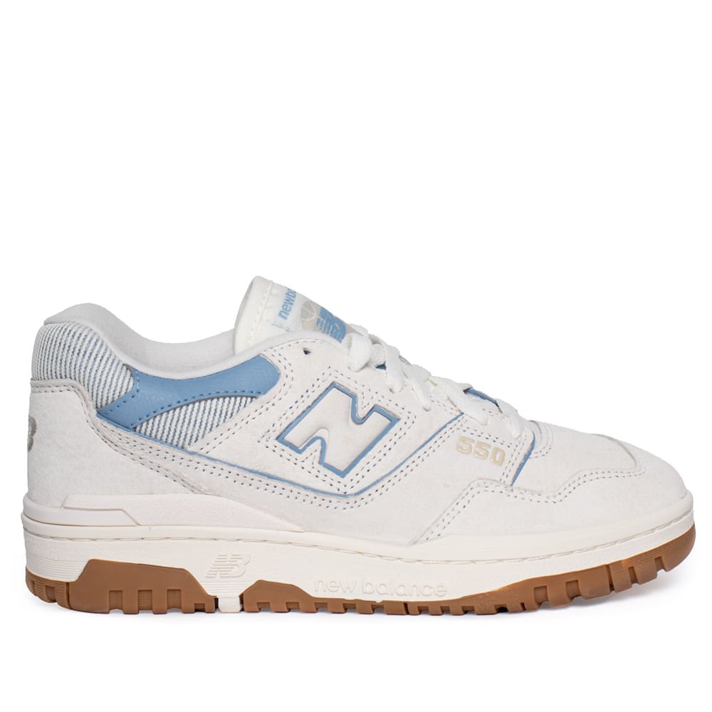Tênis Feminino New Balance 550 Retrô Casual Cinza Azul