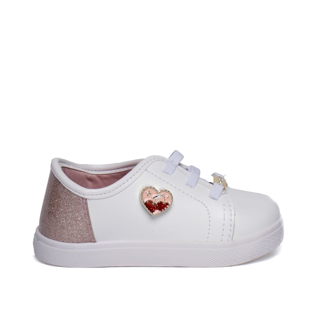 Tênis Infantil Molekinha Casual Calce Fácil Branco Rosa