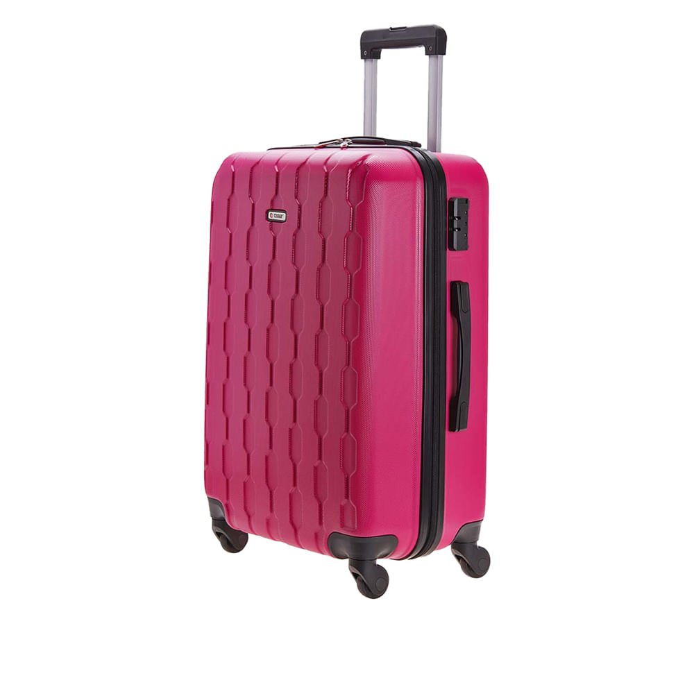 Mala Tonin Frevo Rígida Cadeado Grande Rosa Rosa 3