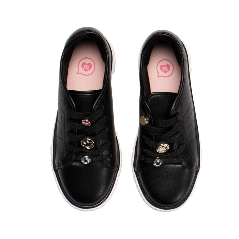 Tênis Infantil Molekinha Casual Adereço Metal Preto Preto 4