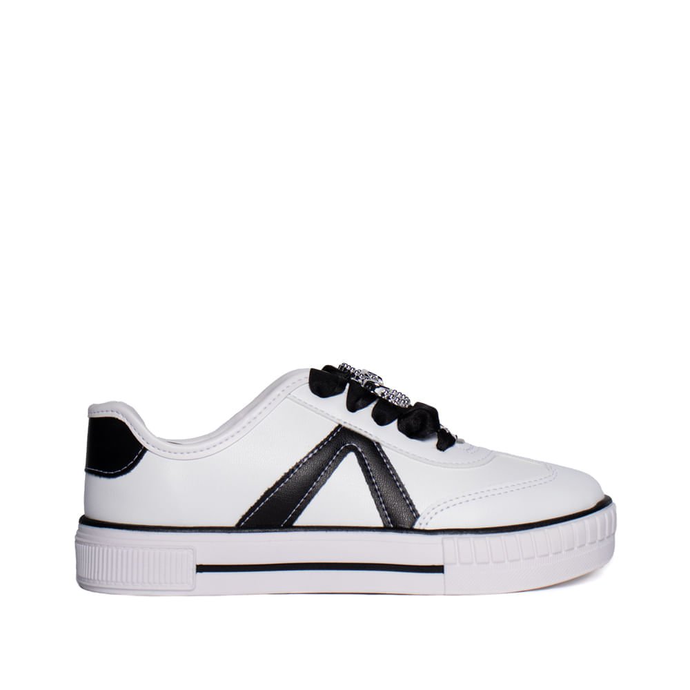 Tênis Infantil Molekinha Casual Adereço Metal Branco Preto