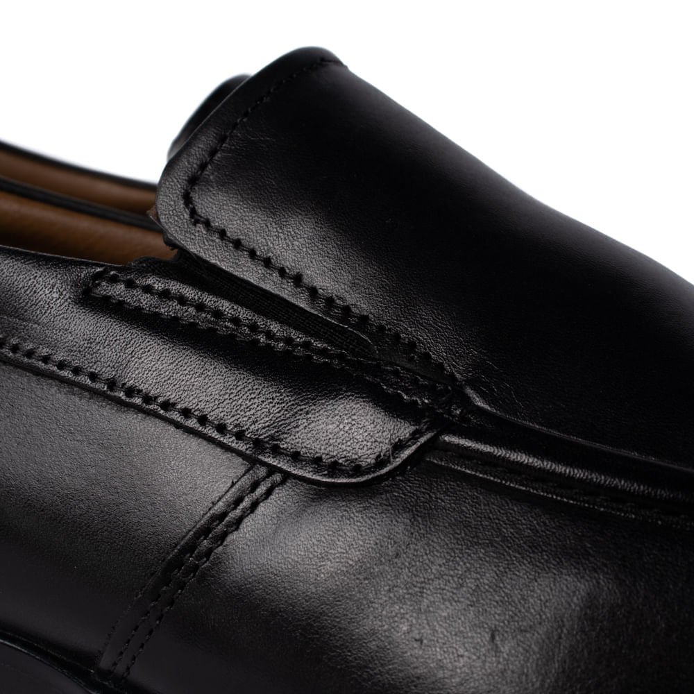 Sapato Masculino Pegada Strech Couro Preto Preto 6