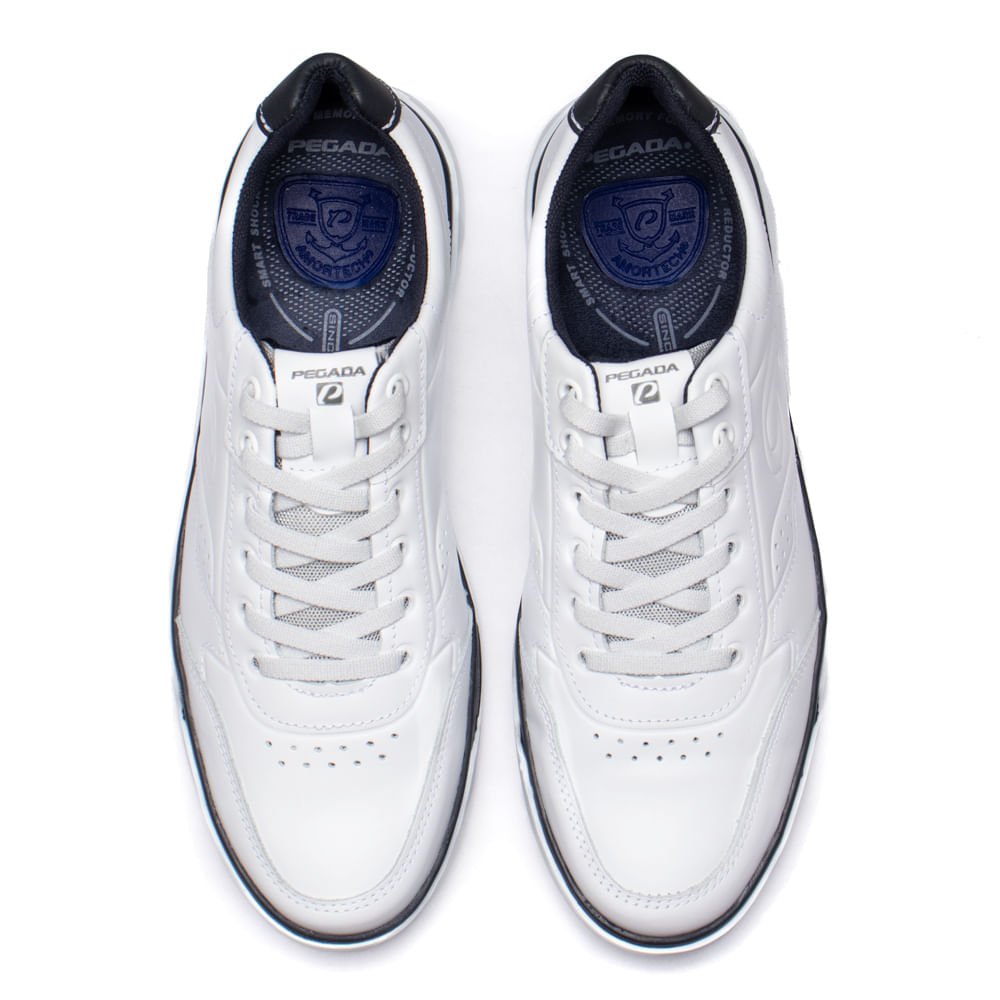 Sapatênis Masculino Pegada Rye em Couro com Texturas Branco/marinho Branco/Marinho 4