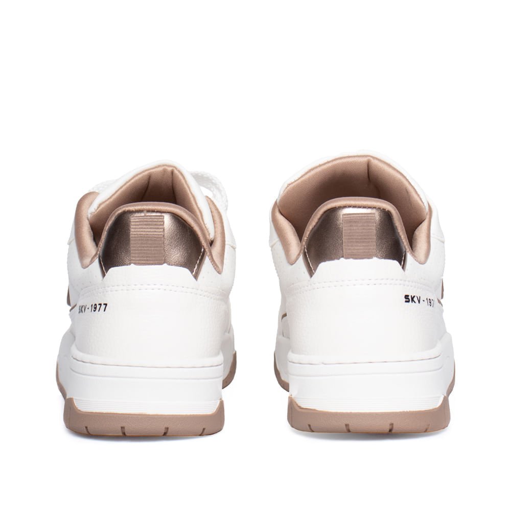 Tênis Feminino Via Marte Casual Recortes Branco/Marrom Branco/Marrom 3