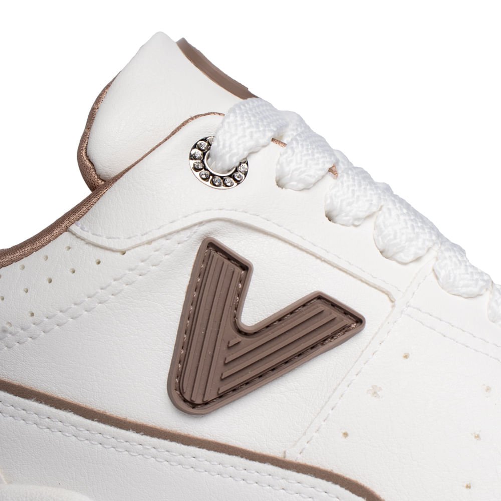 Tênis Feminino Via Marte Casual Recortes Branco/Marrom Branco/Marrom 5
