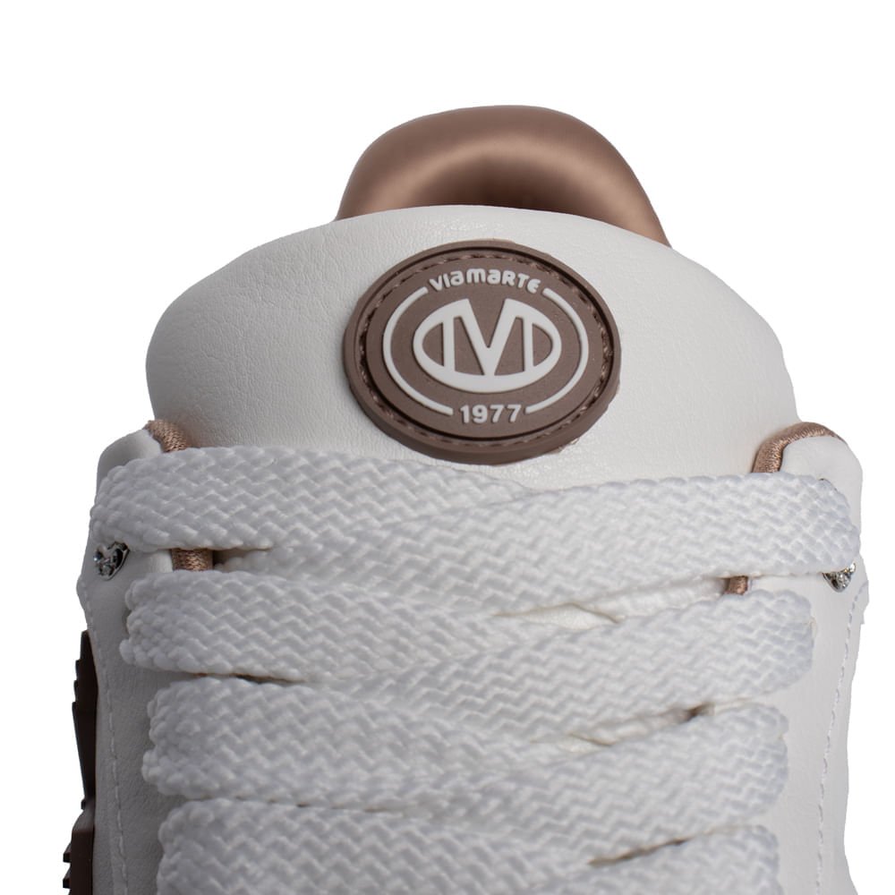 Tênis Feminino Via Marte Casual Recortes Branco/Marrom Branco/Marrom 7