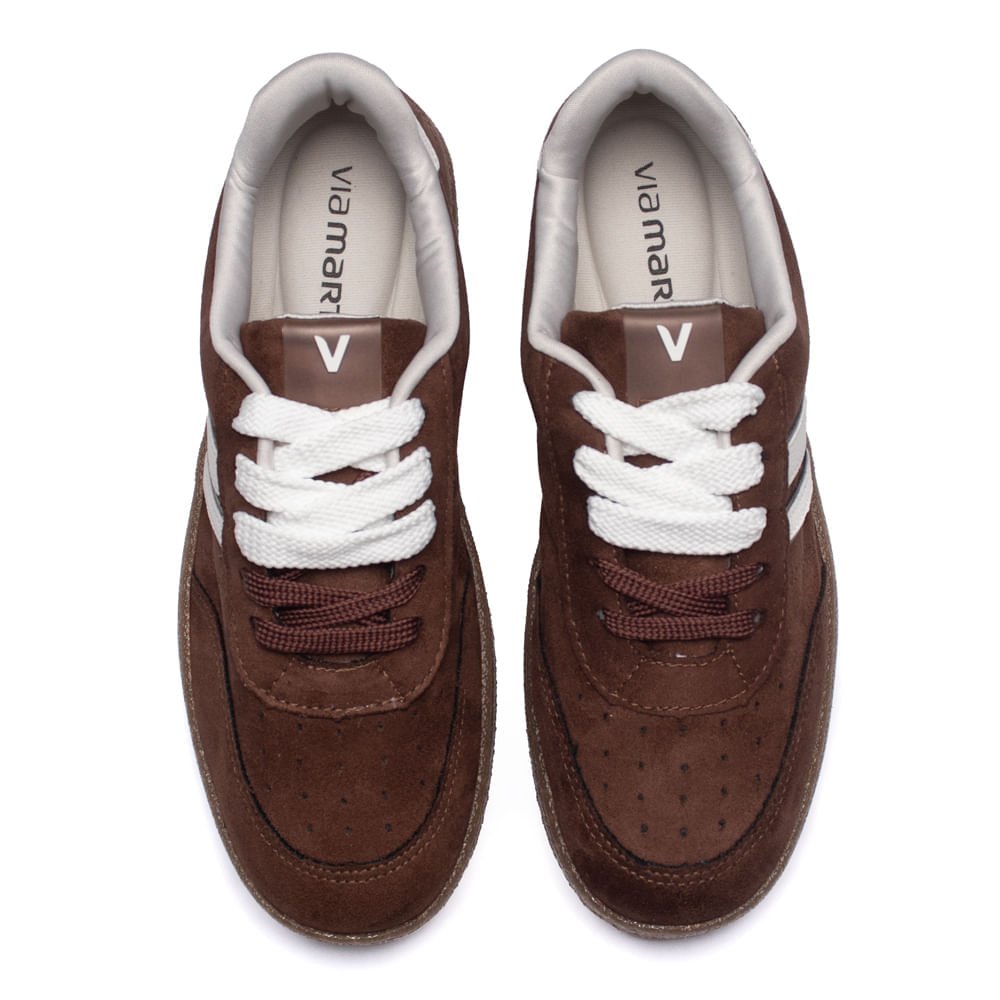 Tênis Feminino Via Marte Casual Camurça Marrom/Branco Marrom/Branco 4