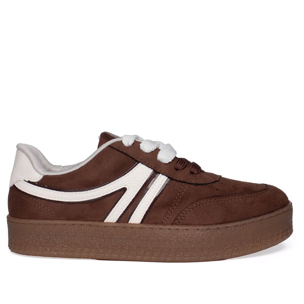 Tênis Feminino Via Marte Casual Camurça Marrom/Branco