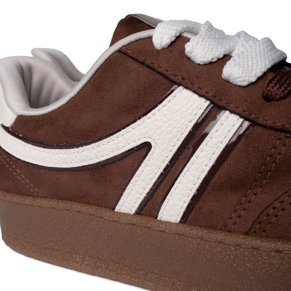 Tênis Feminino Via Marte Casual Camurça Marrom/Branco Marrom/Branco 4