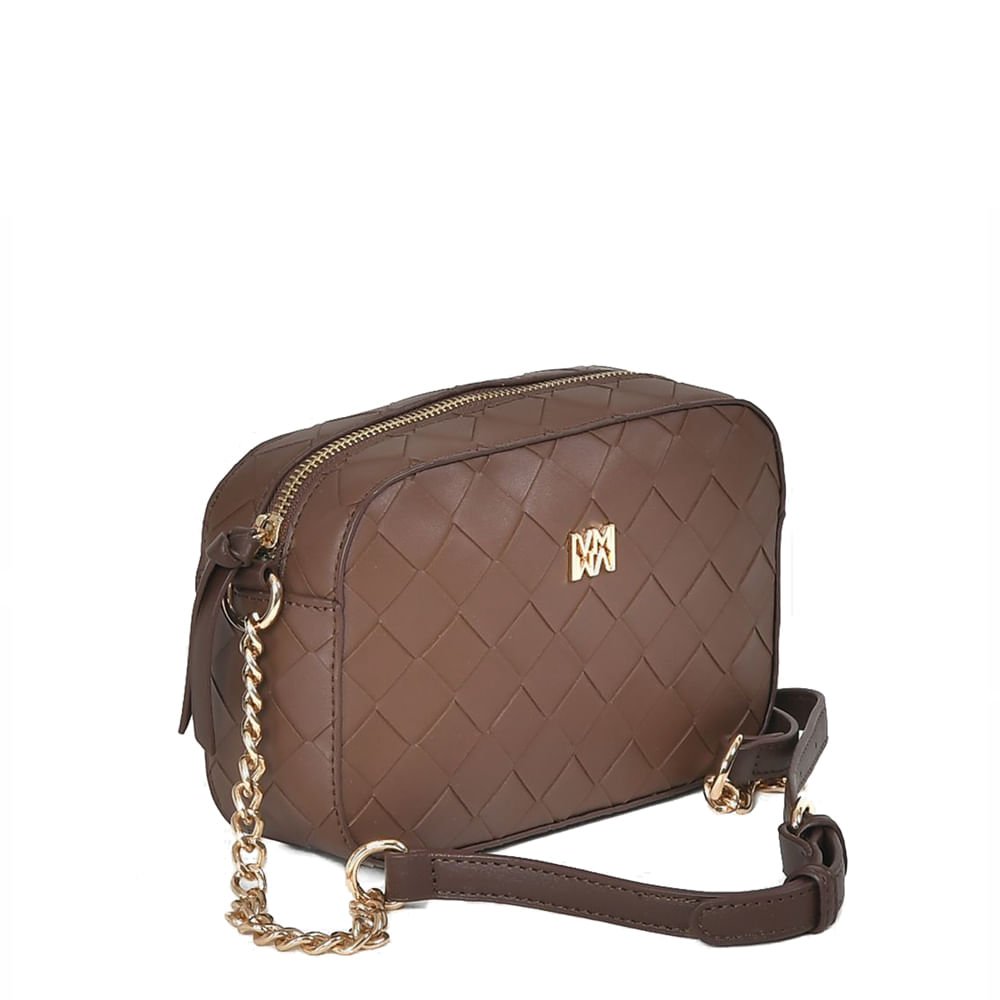 Bolsa Feminina Via Marte Transversal Pequena Tressê Marrom Marrom 2