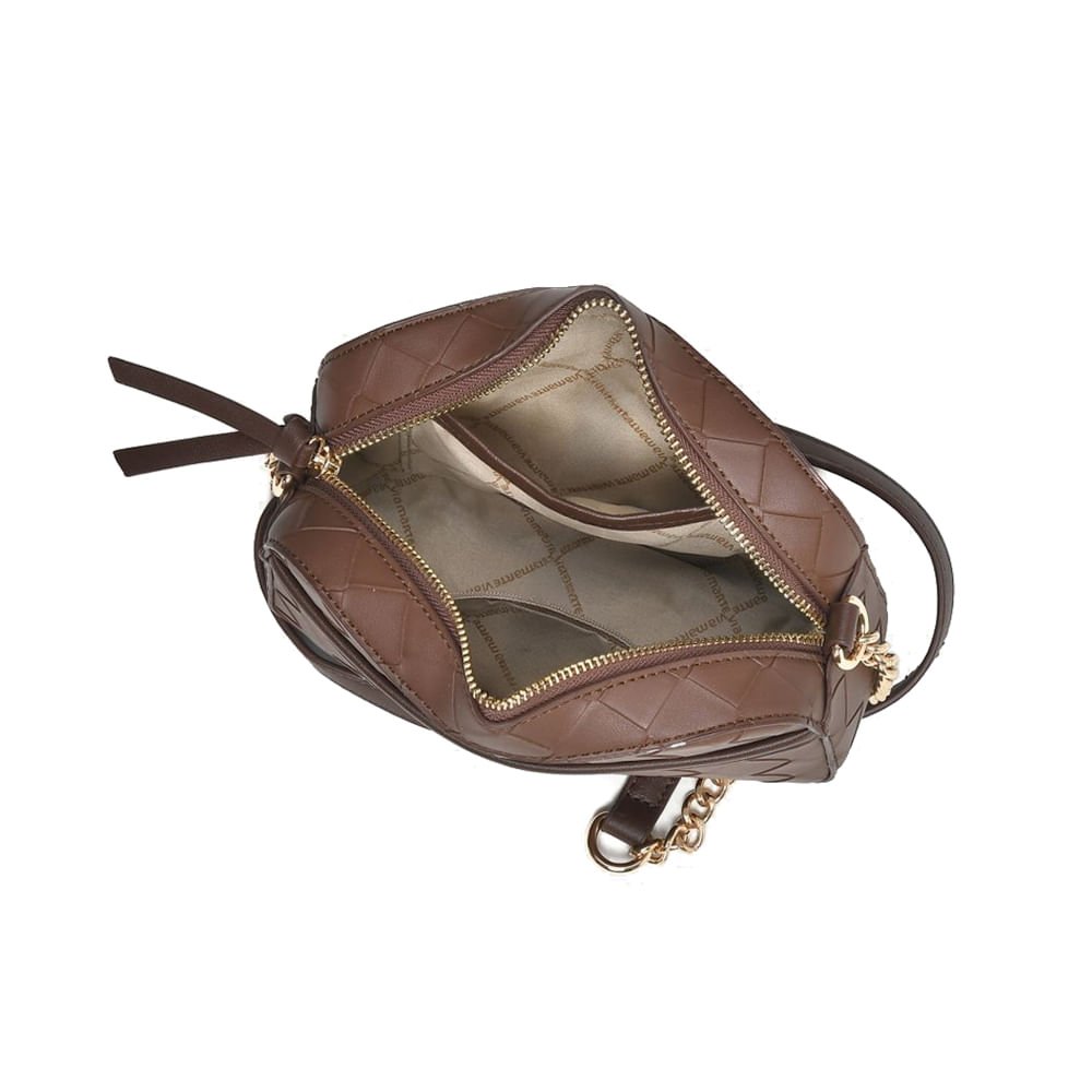 Bolsa Feminina Via Marte Transversal Pequena Tressê Marrom Marrom 3